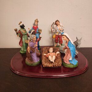 Vintage hand-painted Nativity set (8) from Italy